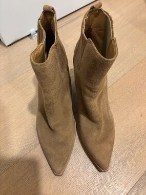 Marc Fisher Suede Pointed-Toe Ankle Boots — Brown